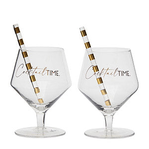 Cocktail Time Glass & Straw 2 pcs 513510