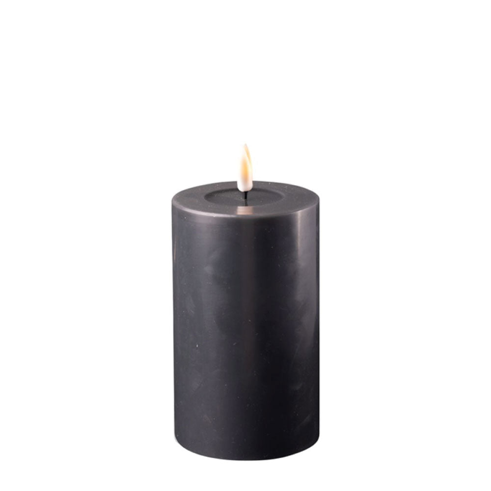 DELUXE HOMEART LED CANDLE REAL FLAME BLACK Ø7.5CM RF0018