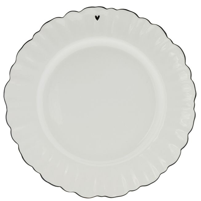 Dinner Plate Ruffle White/edge Black 27cm LI/DINNER 003BL