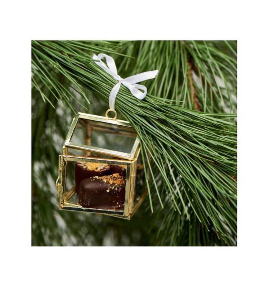 French Glass Christmas Box Ornament 424450