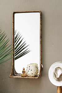 Rustic Rattan Hall Mirror L 411730