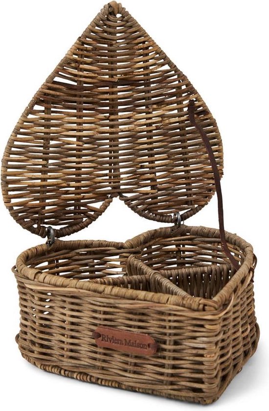 Rustic Rattan Heart Shape Tea Box 446730