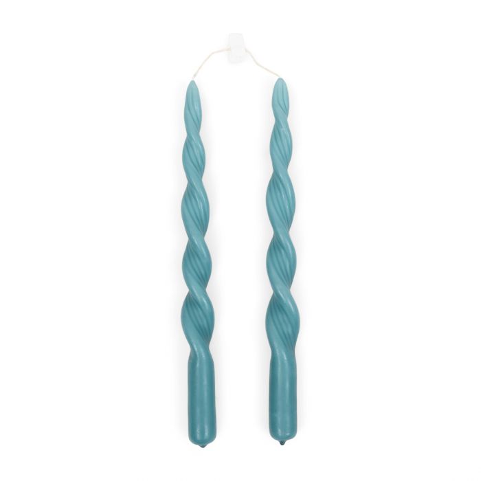Twisted Dinner Candle petrol 2 pcs 509590