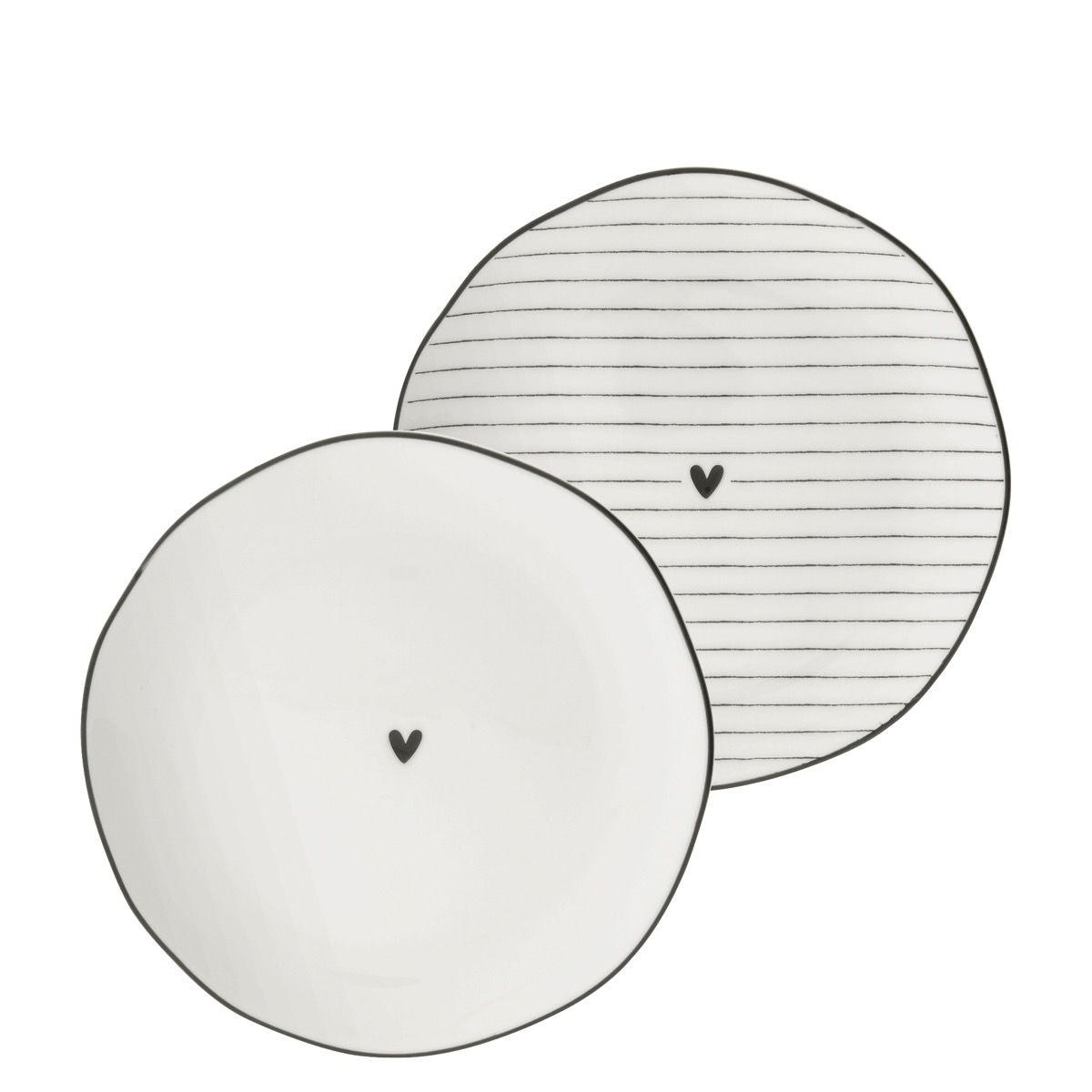 BC Side Plate white heart black 13cm Decolicious