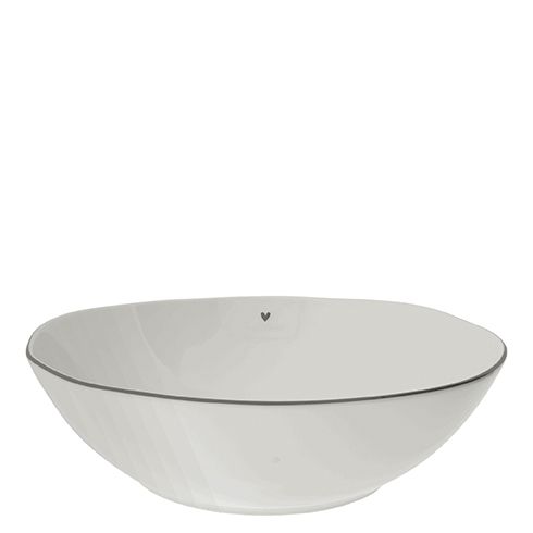 Bowl Salad white w.heart in Black 15.5X27x8cm LI/BOWL SALAD 001B