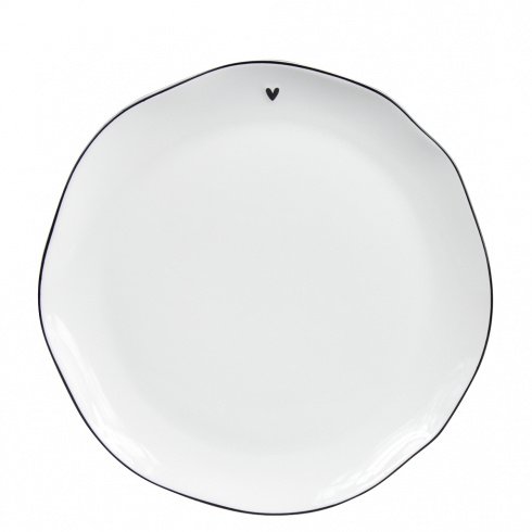 Breakfast Plate | Wit "Little ♥" Zwart | 23 cm 001BL