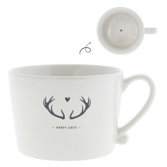 Cup White/Happy days 10x8x7cm RJ/CUP 093 BL