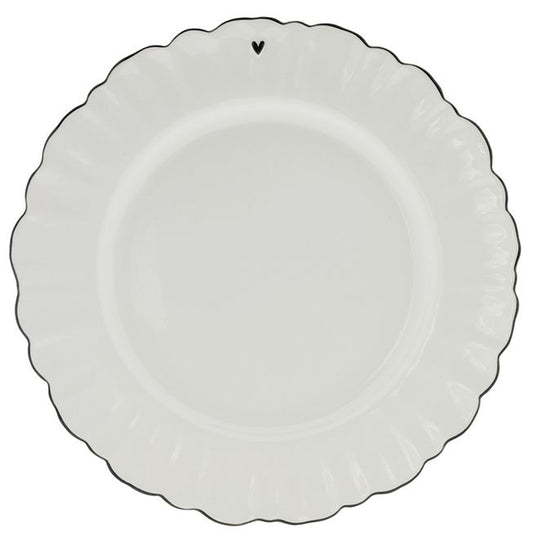 Dinner Plate Ruffle White/edge Black 27cm LI/DINNER 003BL