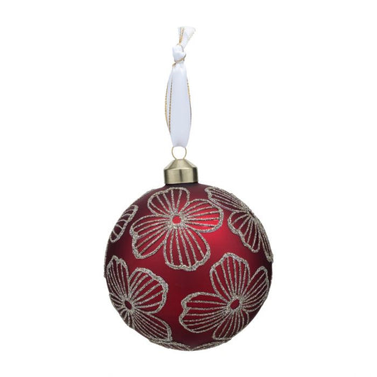 Glamorous Floral Ornament Red dia 10 566030