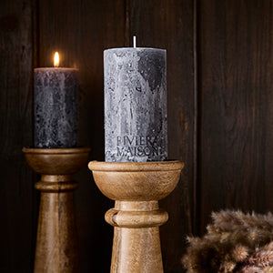 Pillar Candle Rustic grey blue 7x13 499980