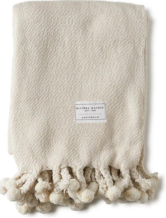 Pretty Pompon Throw White 411320