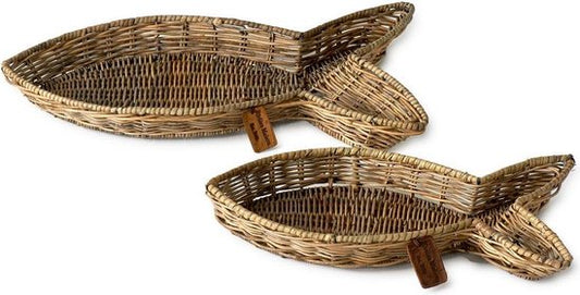 Rustic Rattan Fish Serving Tray 412850