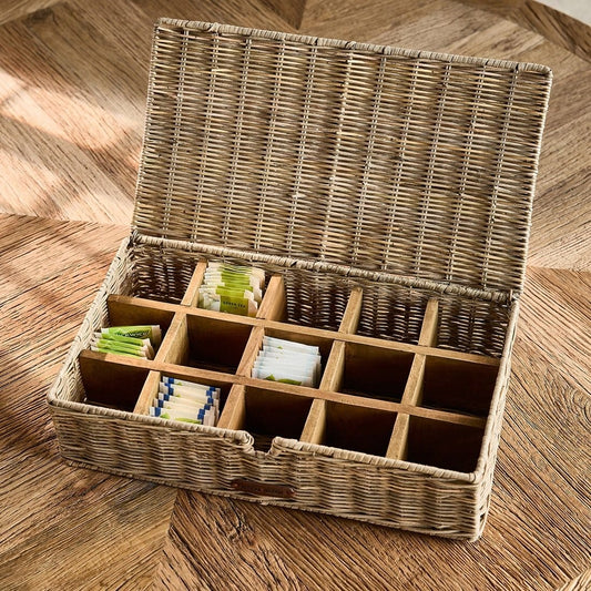 Rustic Rattan Tea Time Tea Box 591040