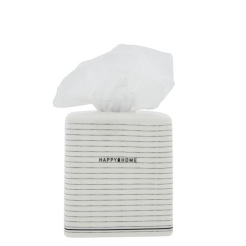 Tissue Box White small Stripes 13.5x13.5x13 cm LI/TISSUEBOX 001BL